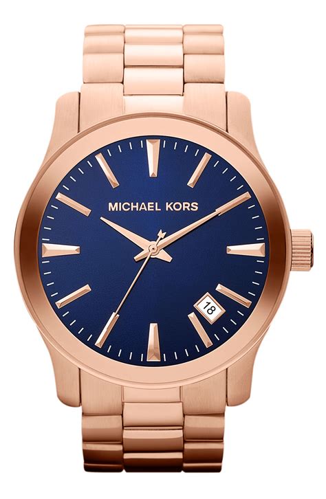 michael kors mens watch blue face|michael kors blue dial watch.